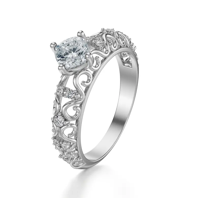 Pierścionek z kwadratowym diamentem białe złoto SBP_020